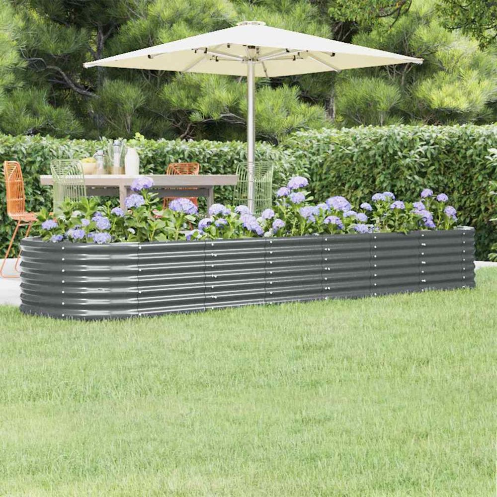 Jardinière potager surélevée acier galvanisé jardin anthracite 296x80x36 cm