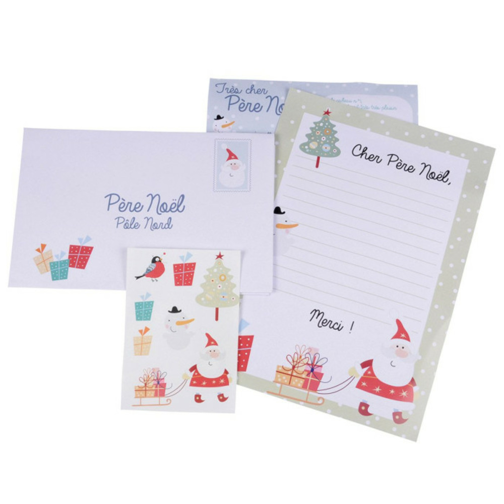 Kit 2 lettres & stickers père noël 32cm blanc