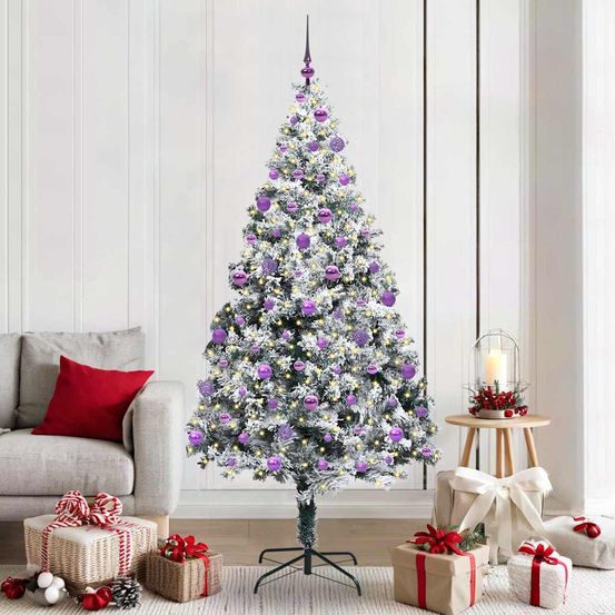 Décoration de fête complète : sapin de noël artificiel 210 cm avec 300 led et 120 boules