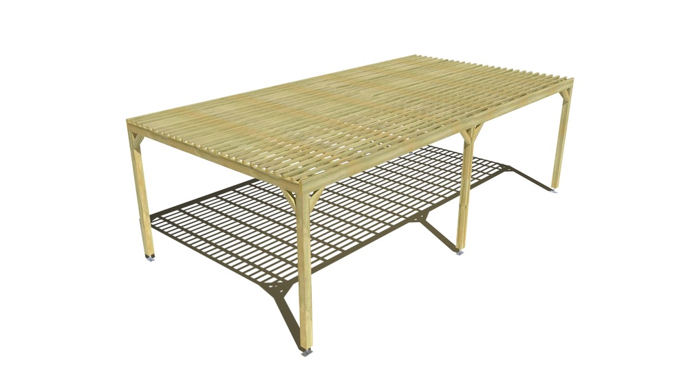 Pergola bois • 8m x 4m • indépendante • sens profondeur • lattage bois • livraison comprise