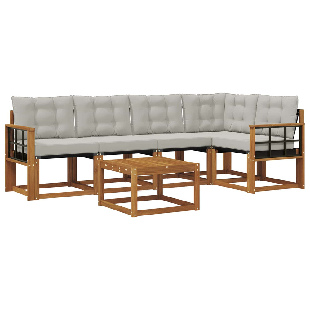 Ensemble de canapés d'extérieur 6 pcs gris naturel et clair