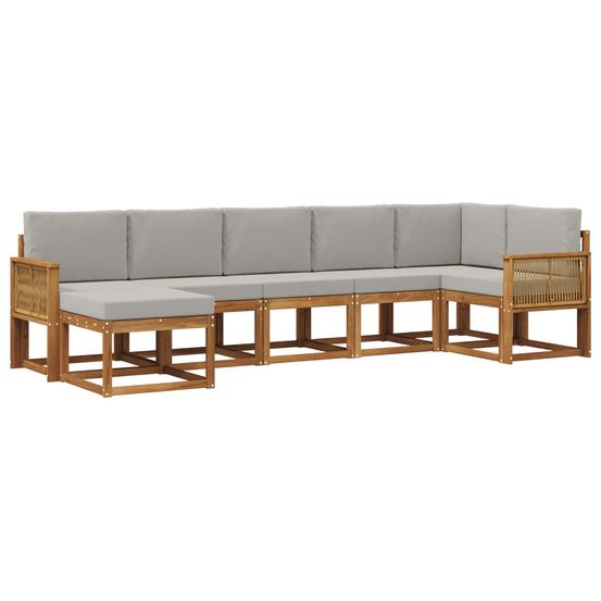 Ensemble de canapés d'extérieur 7 pc naturel et gris clair