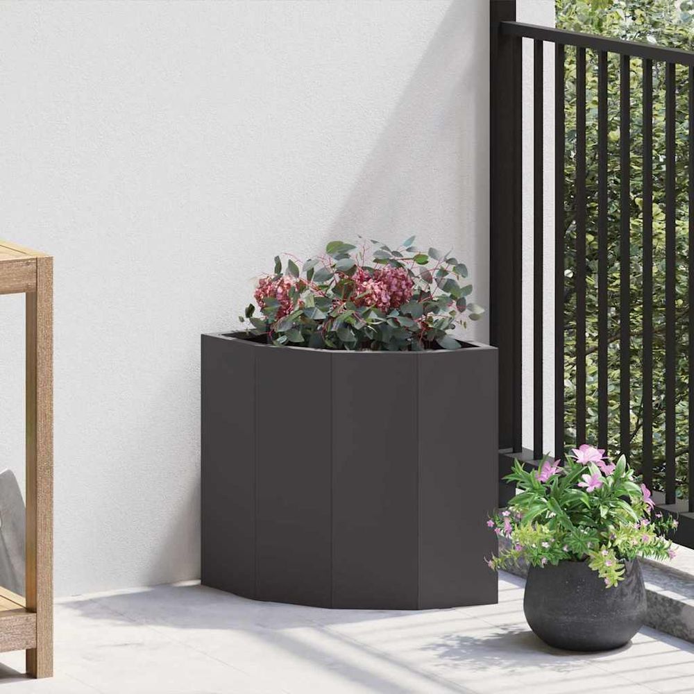 Jardinière d'angle en acier pour jardin et terrasse noir 30x30x35 cm