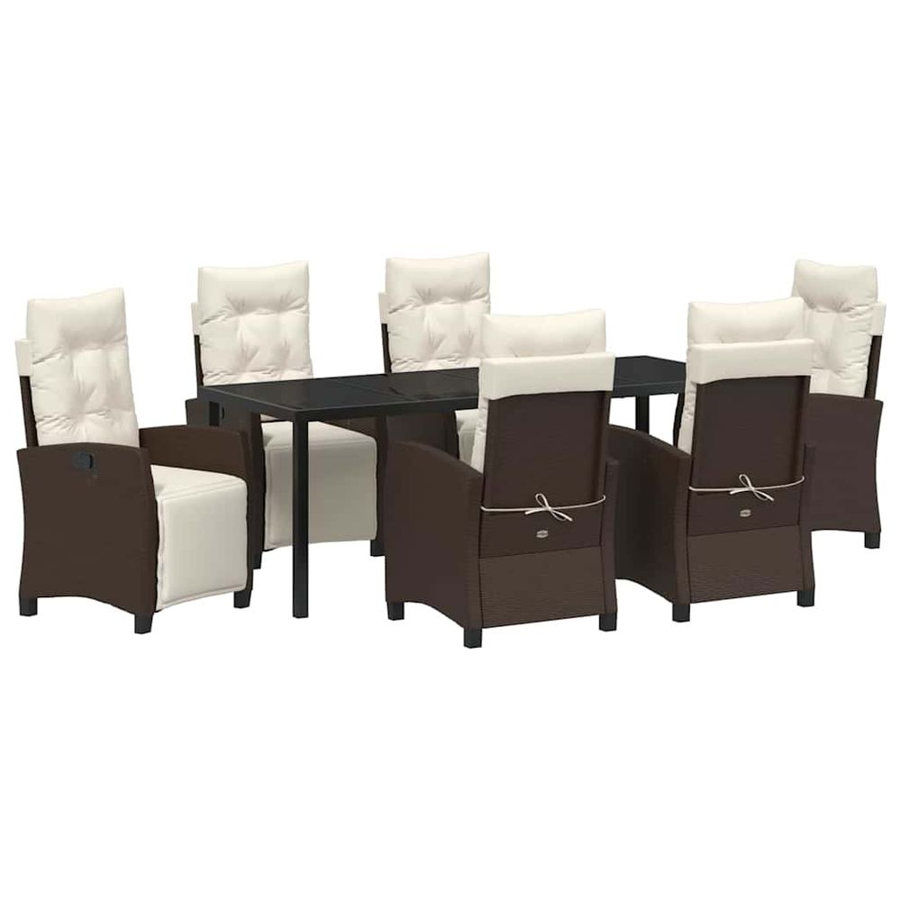 Ensemble de salle à manger pour jardin 7 pc marron polyrotin