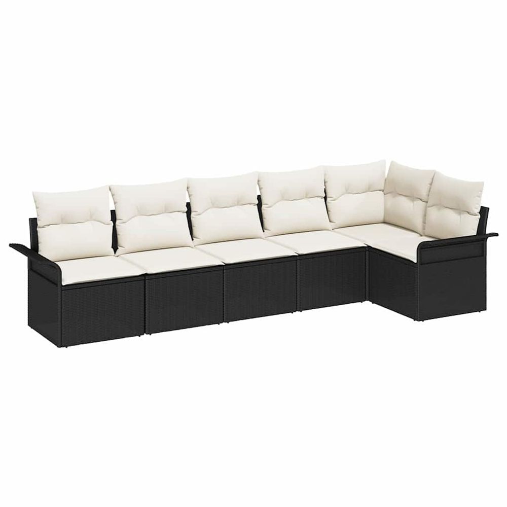 Ensemble de canapé de jardin 6 pc noir polyrotin