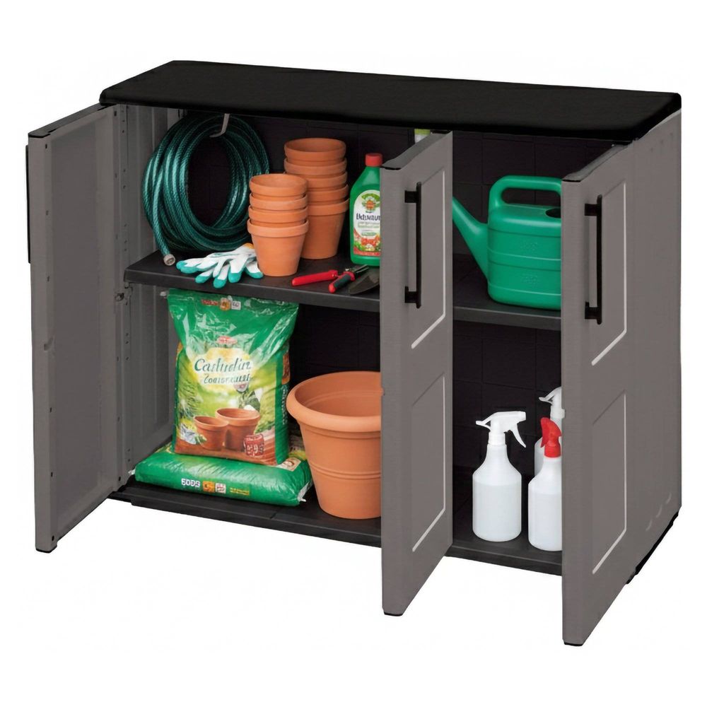 Armoire d'extérieur aranka, 2 étagères 102x37x84h cm gris