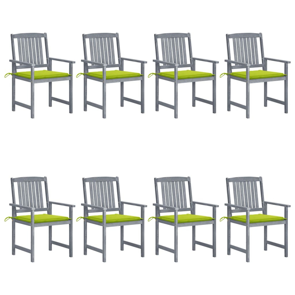 Chaises de jardin et coussins lot de 8 bois acacia solide gris