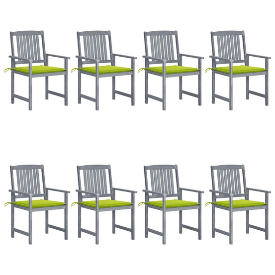 Chaises de jardin et coussins lot de 8 bois acacia solide gris