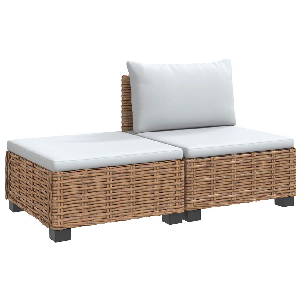 2 pc ensemble de salon en rotin avec coussins gendt naturel