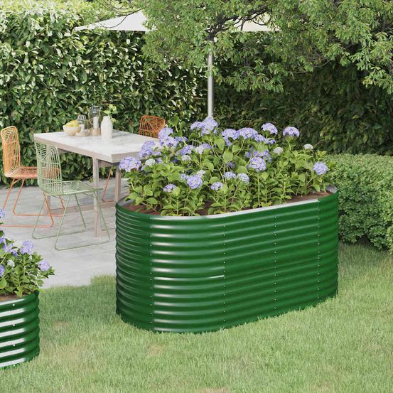 Jardinière haute ovale en acier galvanisé potager vert 152x80x68 cm