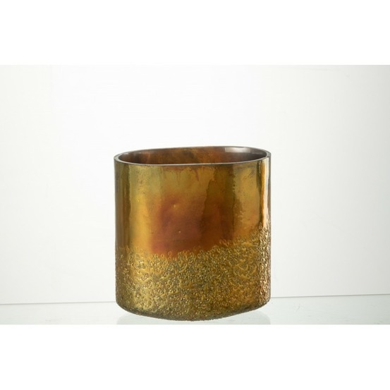 Photophore en verre doré 17x17x20 cm