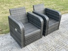 2 pc gris foncé hybride courbe en rotin réglable chaise longue canapé mobilier de jardin extérieur accessoires