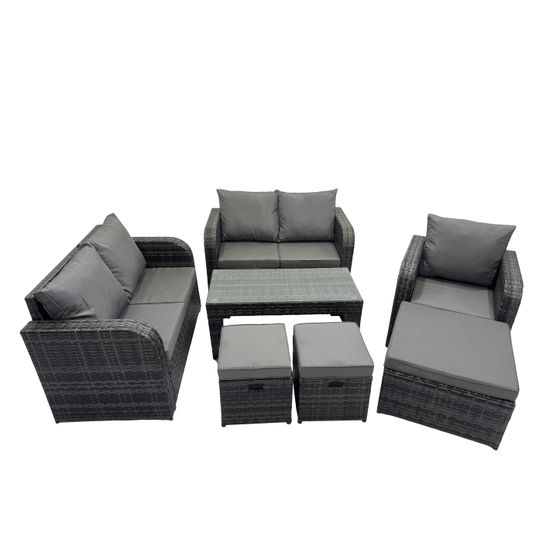 Ensembles de salon de jardin avec 3 tabourets gris foncé mixte