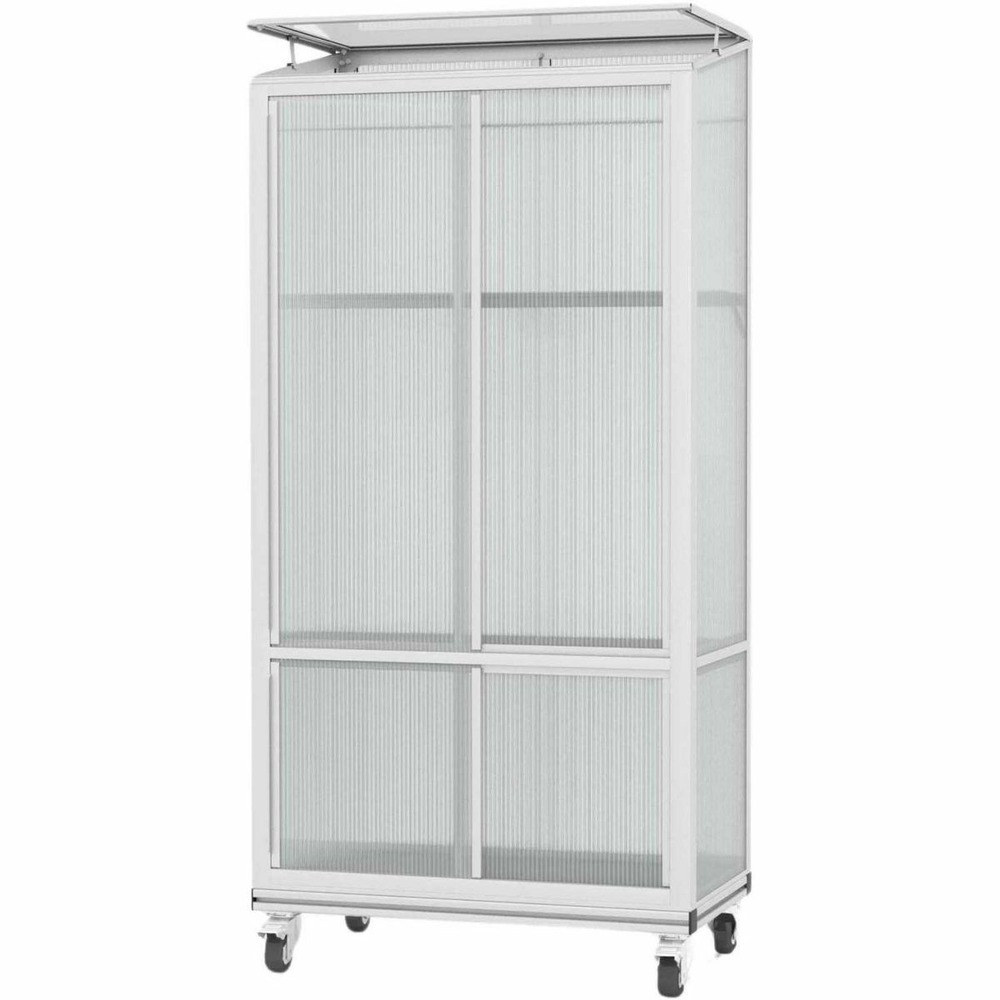 Serre de balcon en polycarbonate 4 mm et aluminium sur roulettes polis