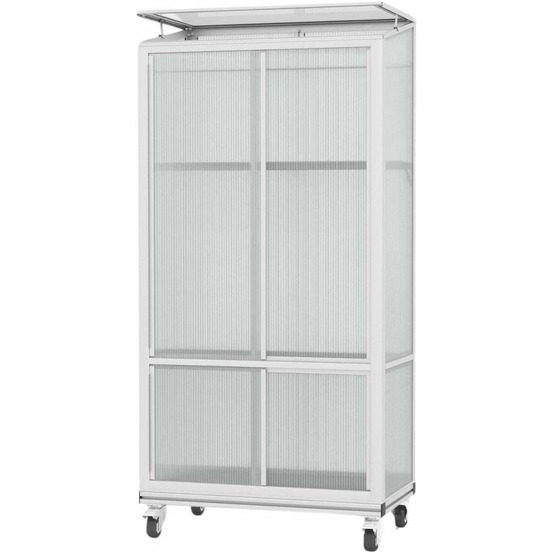 Serre de balcon en polycarbonate 4 mm et aluminium sur roulettes polis