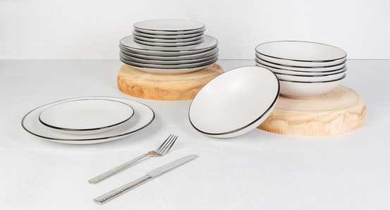 Cosy & trendy service de table en grès speckle gris 18 pièces, 6 personnes