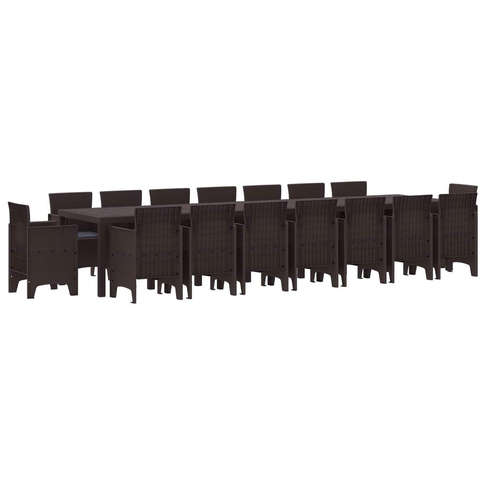 Ensemble de salle à manger de jardin avec coussins 17 pcs