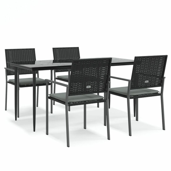 Ensemble à manger de jardin 5 pcs coussins résine tressée acier