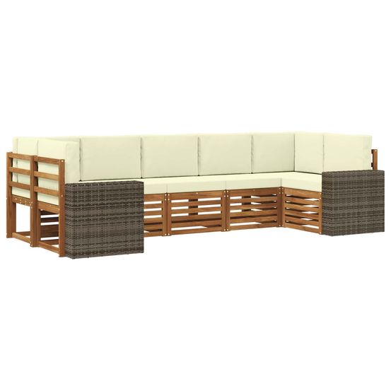 Ensemble de canapé d'angle 7 pcs naturel et crème polyester