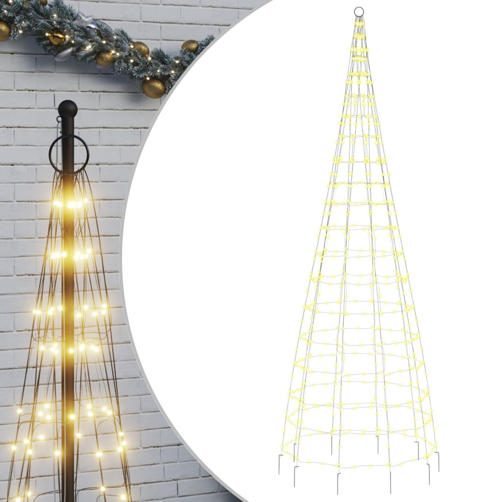 Sapin de noël à led sur mât de drapeau 550 led blanc 300 cm