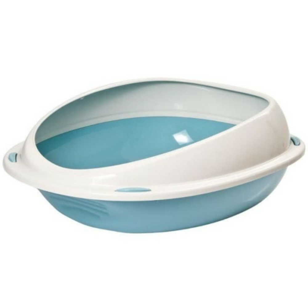 Bac a litiere - aimé - oval avec rebord amovible - pour chat - 45 x 36 x 15,5 cm