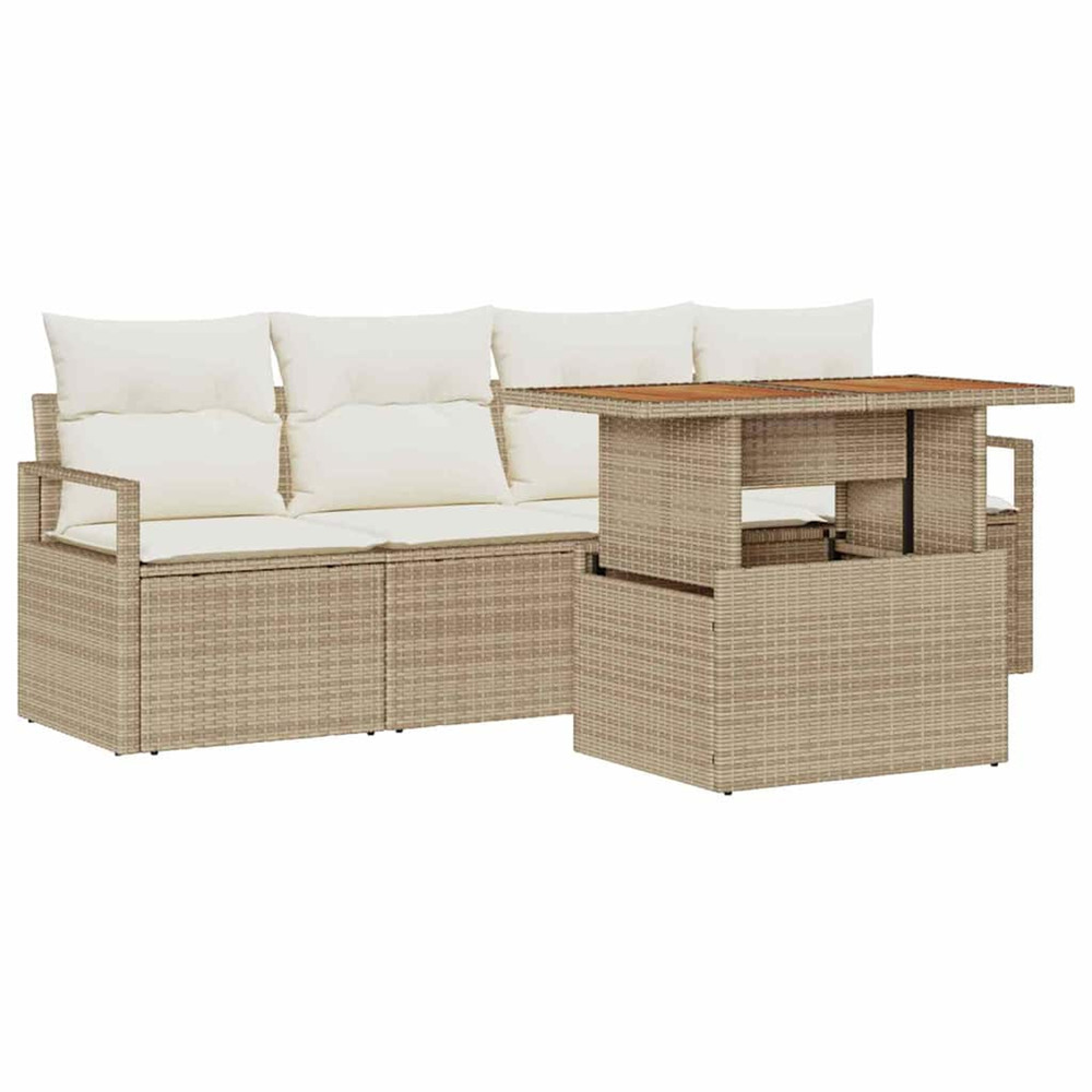 Ensemble de canapé de jardin 5 pcs beige poly rotin