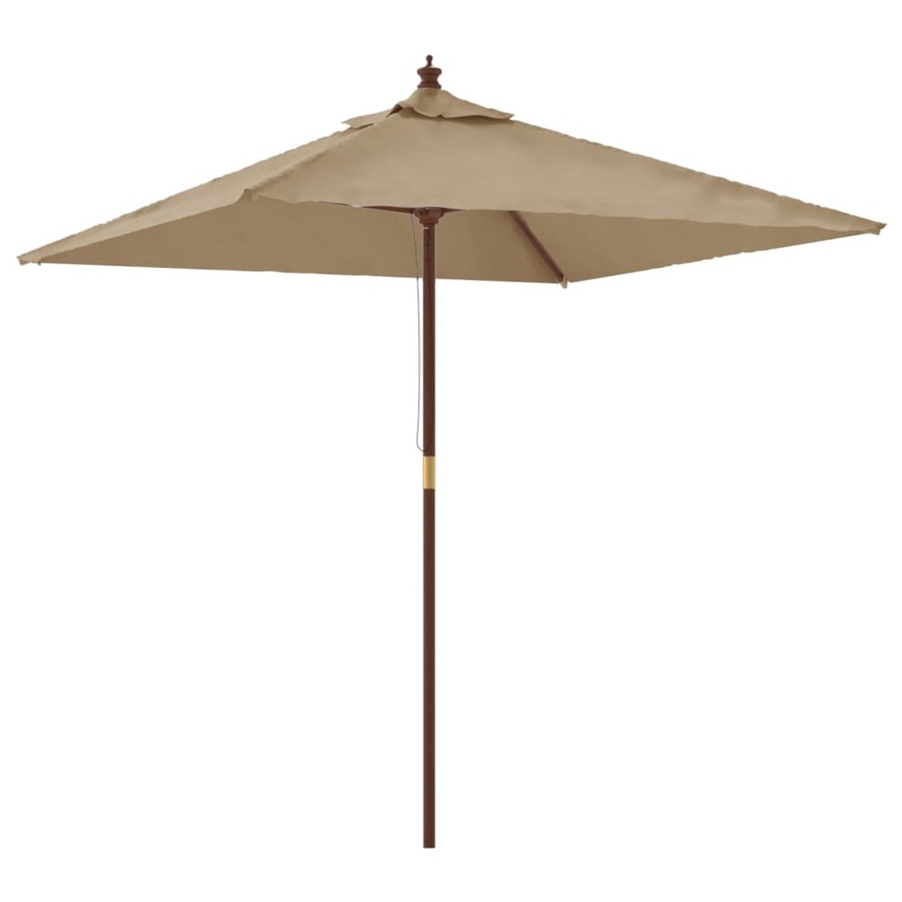 Parasol de jardin avec mât en bois taupe 198x198x231 cm