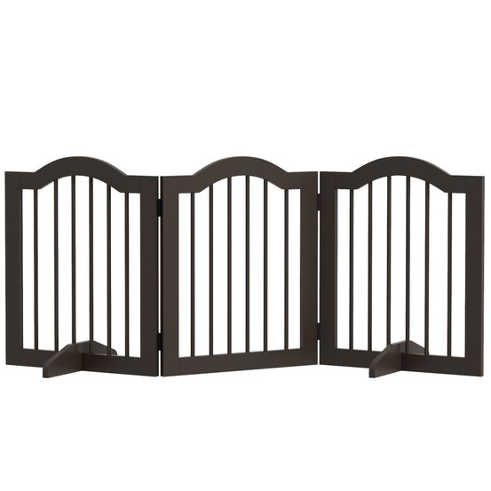 Barrière pour chien bois coloris café 154,5 x 61 cm autoportante pliable 3 panneaux