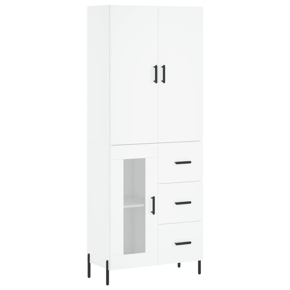 Buffet haut blanc 69,5x34x180 cm bois d'ingénierie