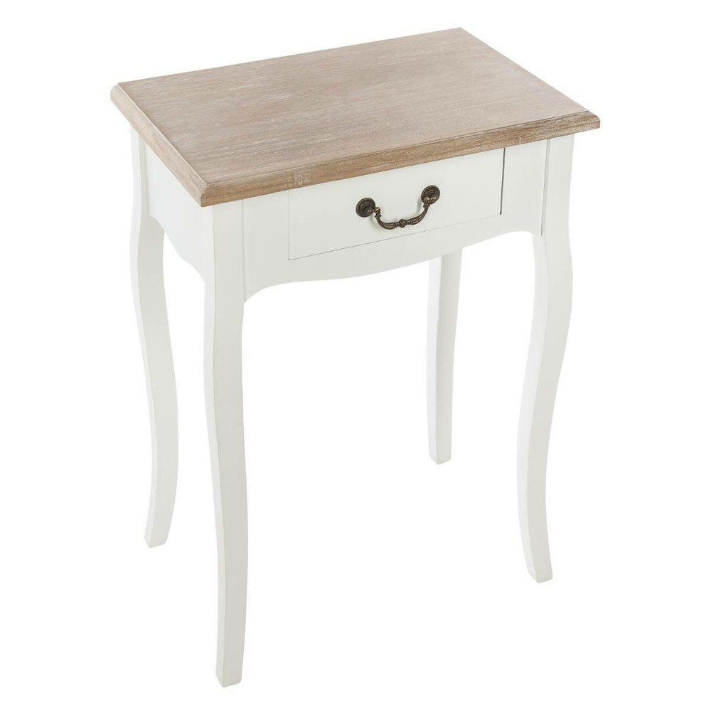 Table de chevet chrysa - blanc et bois
