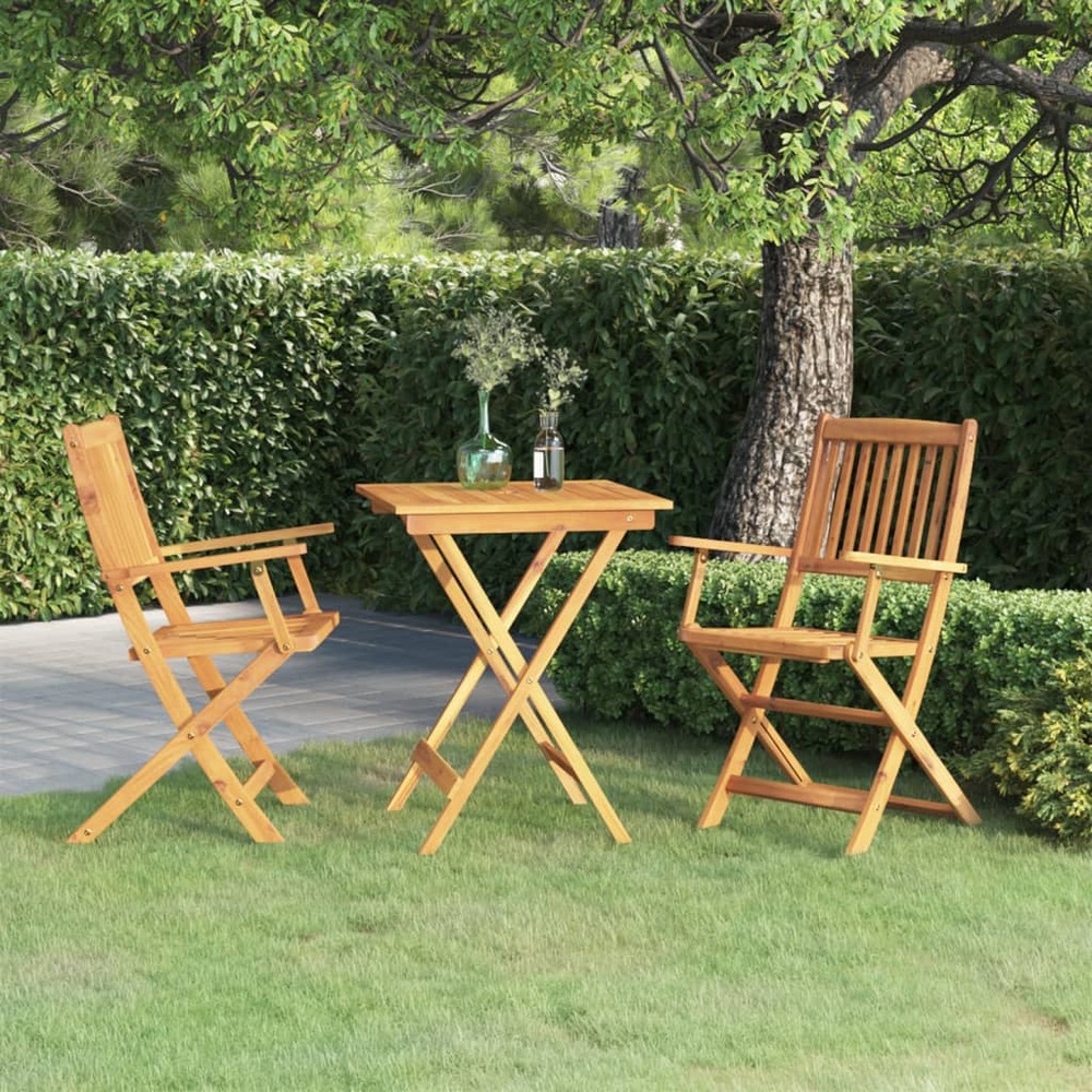 Ensemble à manger de jardin pliable 3 pcs bois d'acacia solide