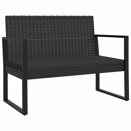 Banc de jardin meuble de patio d'extérieur terrasse avec coussins noir 106 cm résine tressée