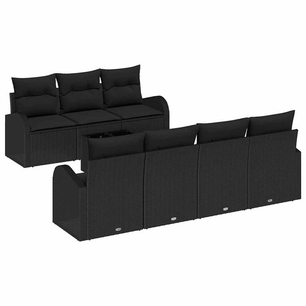 Ensemble de canapé de jardin 8 pc noir polyrotin
