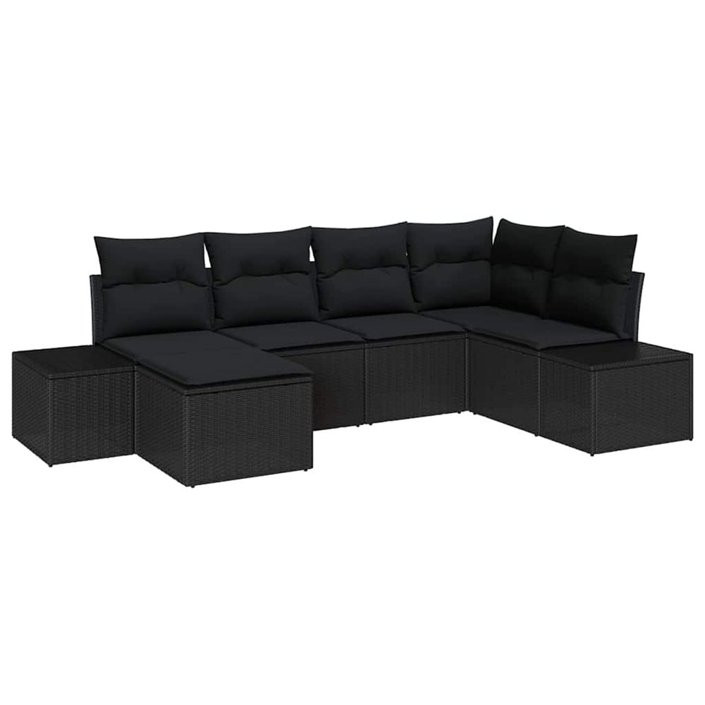 Ensemble de canapé de jardin 6 pc noir polyrotin