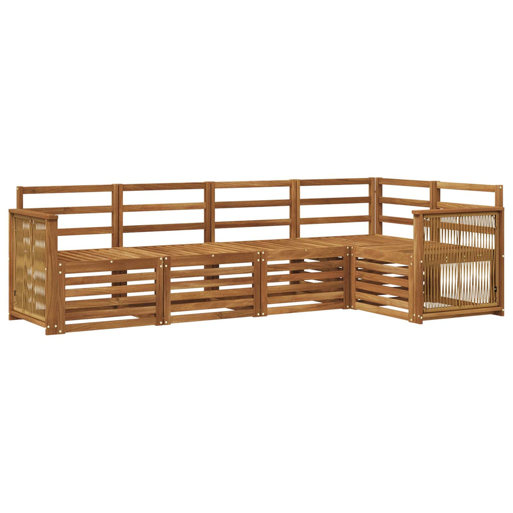 Ensemble de canapé d'angle 4 pcs naturel bois d'acacia massif