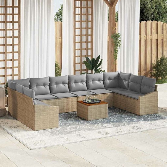 Ensemble de canapé de jardin 11 pcs beige et gris clair