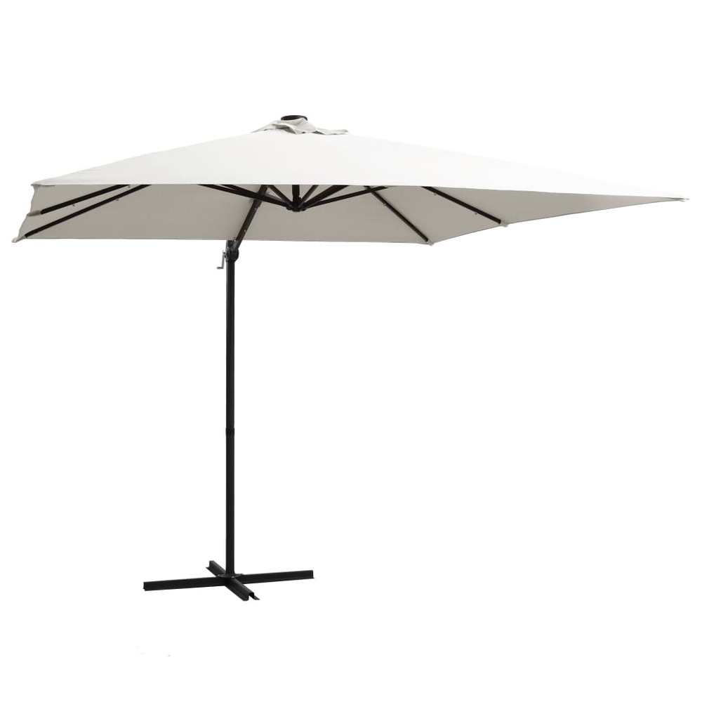 Parasol de jardin en porte-à-faux lumières led et mât en acier