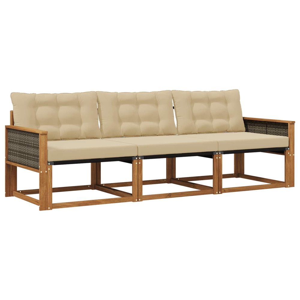 Ensemble de canapés d'extérieur 3 pcs naturel et beige