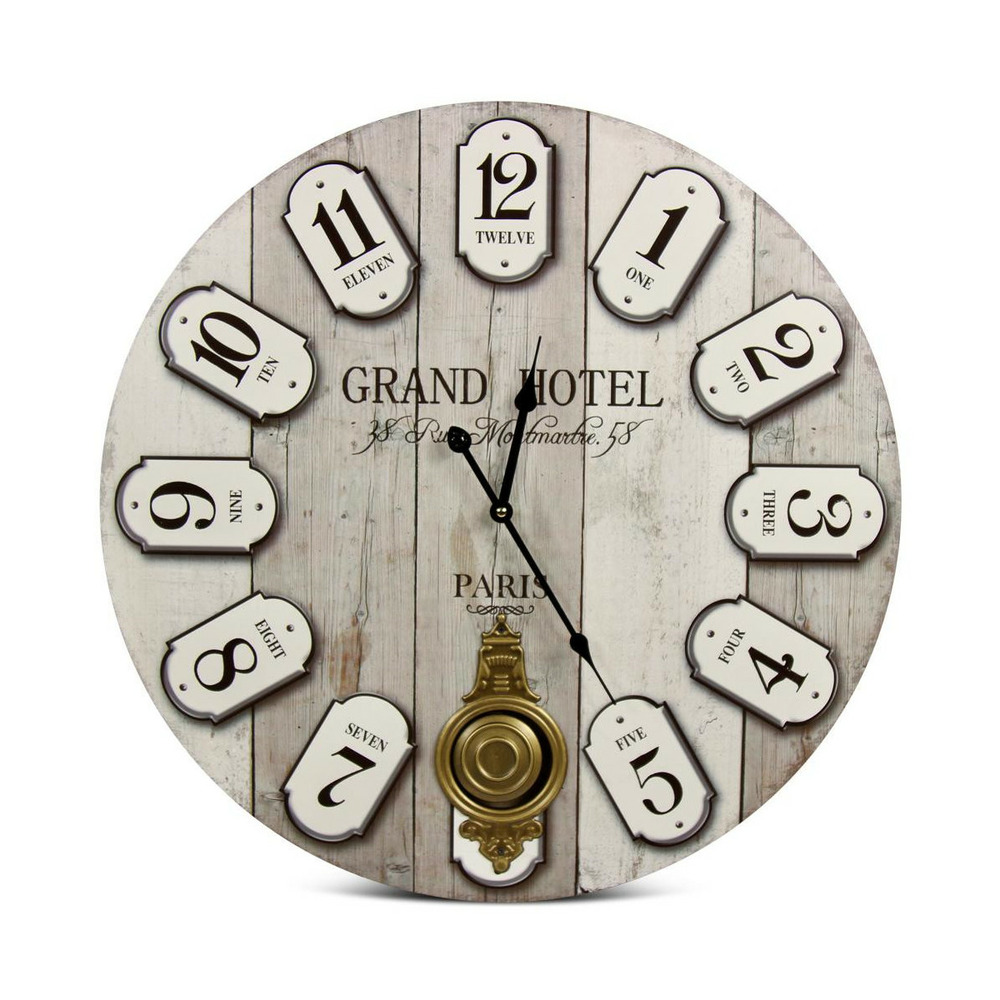 Horloge ancienne balancier grand hôtel montmartre bois gris - décoration d'autrefois
