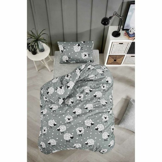 Parure de lit - housse de couette 220 x 240 + 2 taies d'oreiller 60 x 60, 65% coton- gris