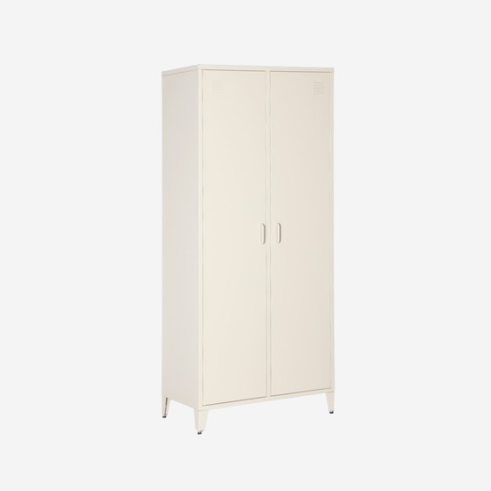 Armoire chambre dressing industriel métal 2 portes, 4 étagères, 1 penderie
