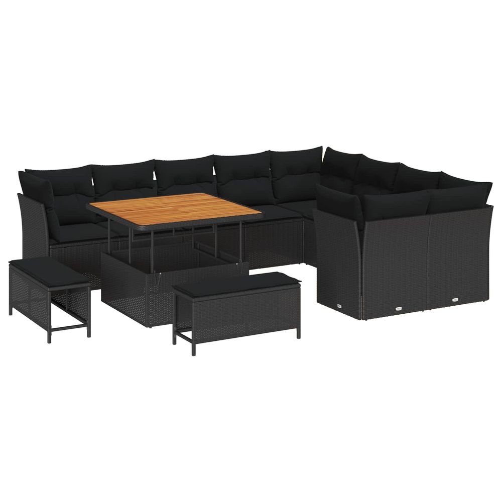 Ensemble de canapé de jardin 12 pc noir polyrotin