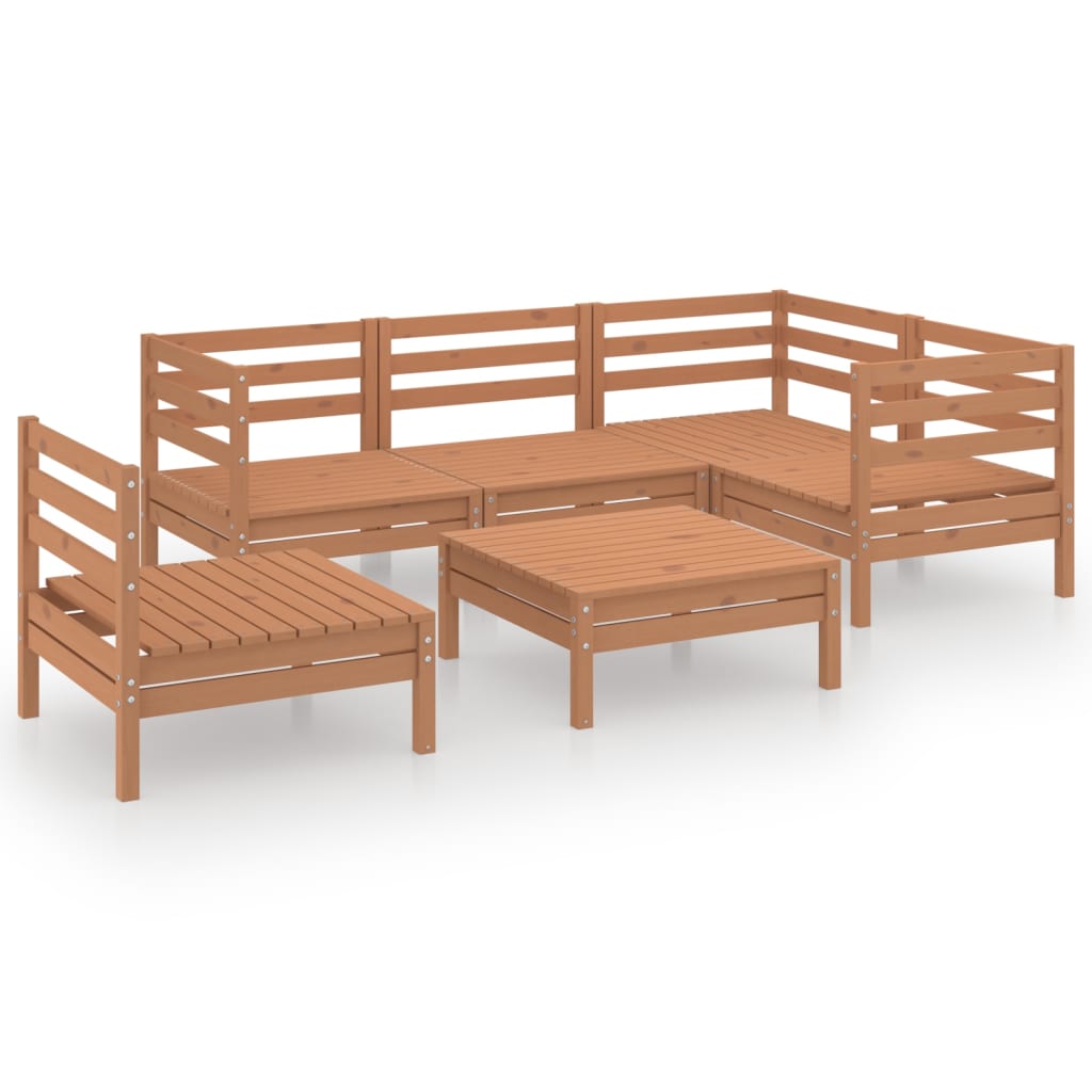 Salon de jardin meuble d'extérieur ensemble de mobilier 6 pièces bois de pin massif marron miel