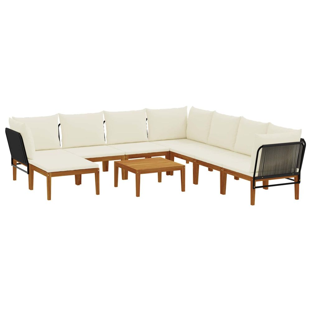 9 pc bois d'acacia massif et corde naturel