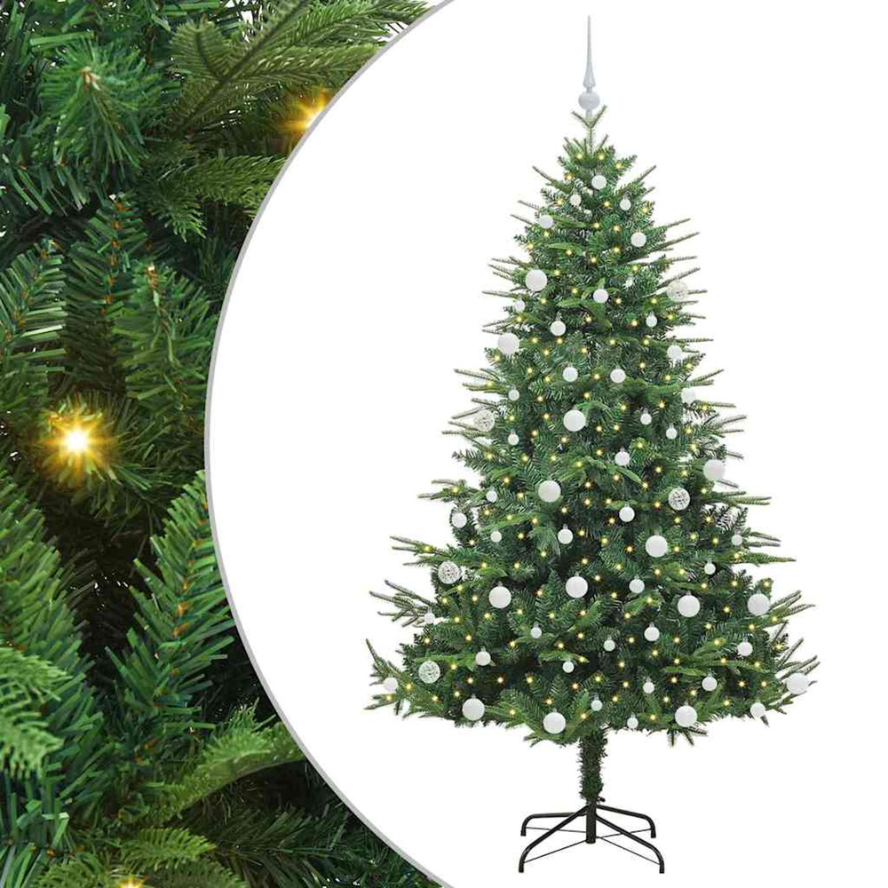 Sapin de noël artificiel pré-éclairé avec set de boules 180 cm