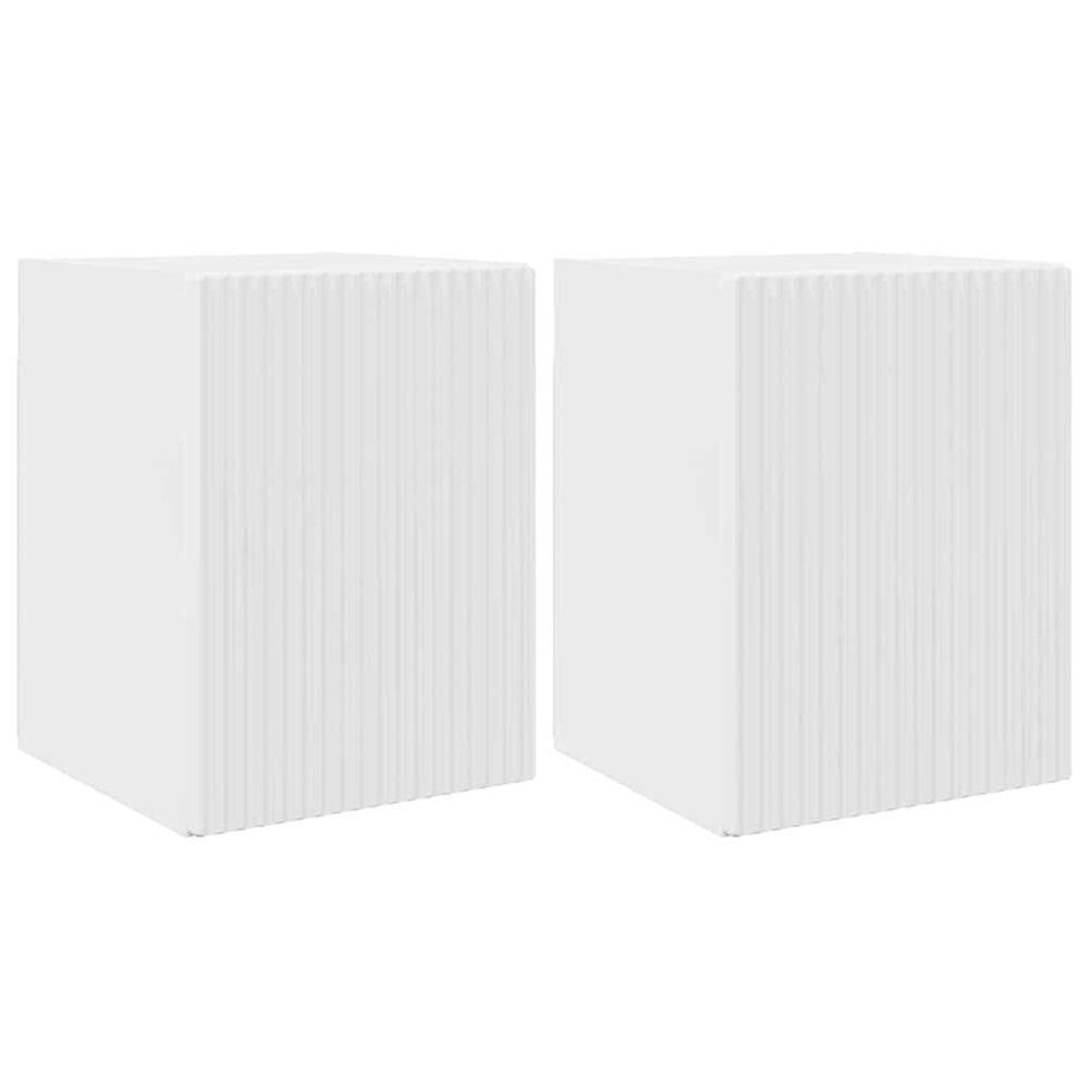 Meuble tv mural 2 pc blanc brillant bois d'ingénierie