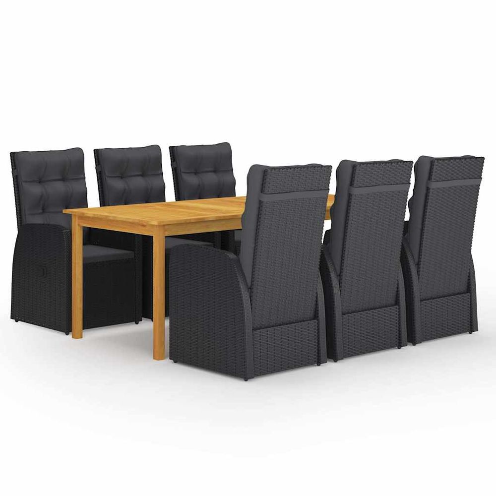 Ensemble à manger de jardin 7 pcs noir