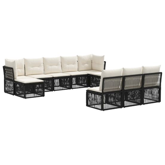 Ensemble de canapé de jardin 10 pc noir polyrotin