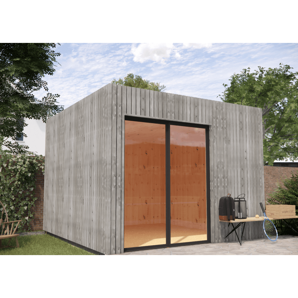 Bureau de jardin 4 saisons en bois 3,3 x 3,5 x 2,7 m / isolation re2020 / menuiseries alu k-line