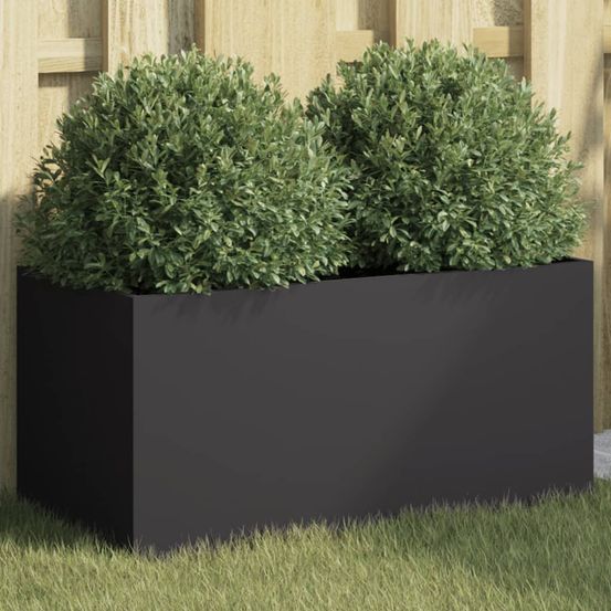 Jardinière rectangulaire en acier pour balcon 62x30x29 cm noir